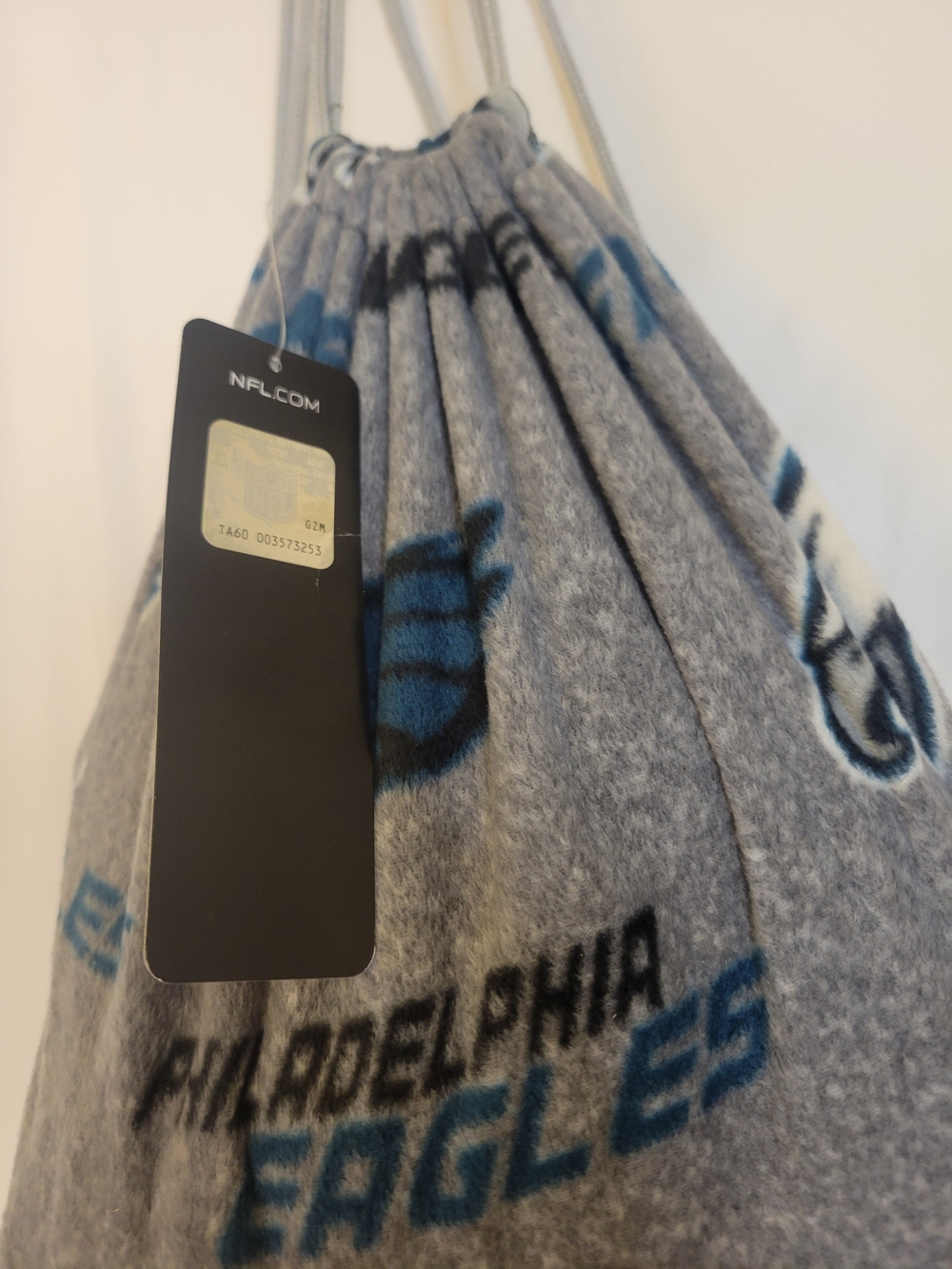 NFL Philadelphia Eagles Gray and White Fleece Pajama Onesie With Bag - Picture 5 of 5